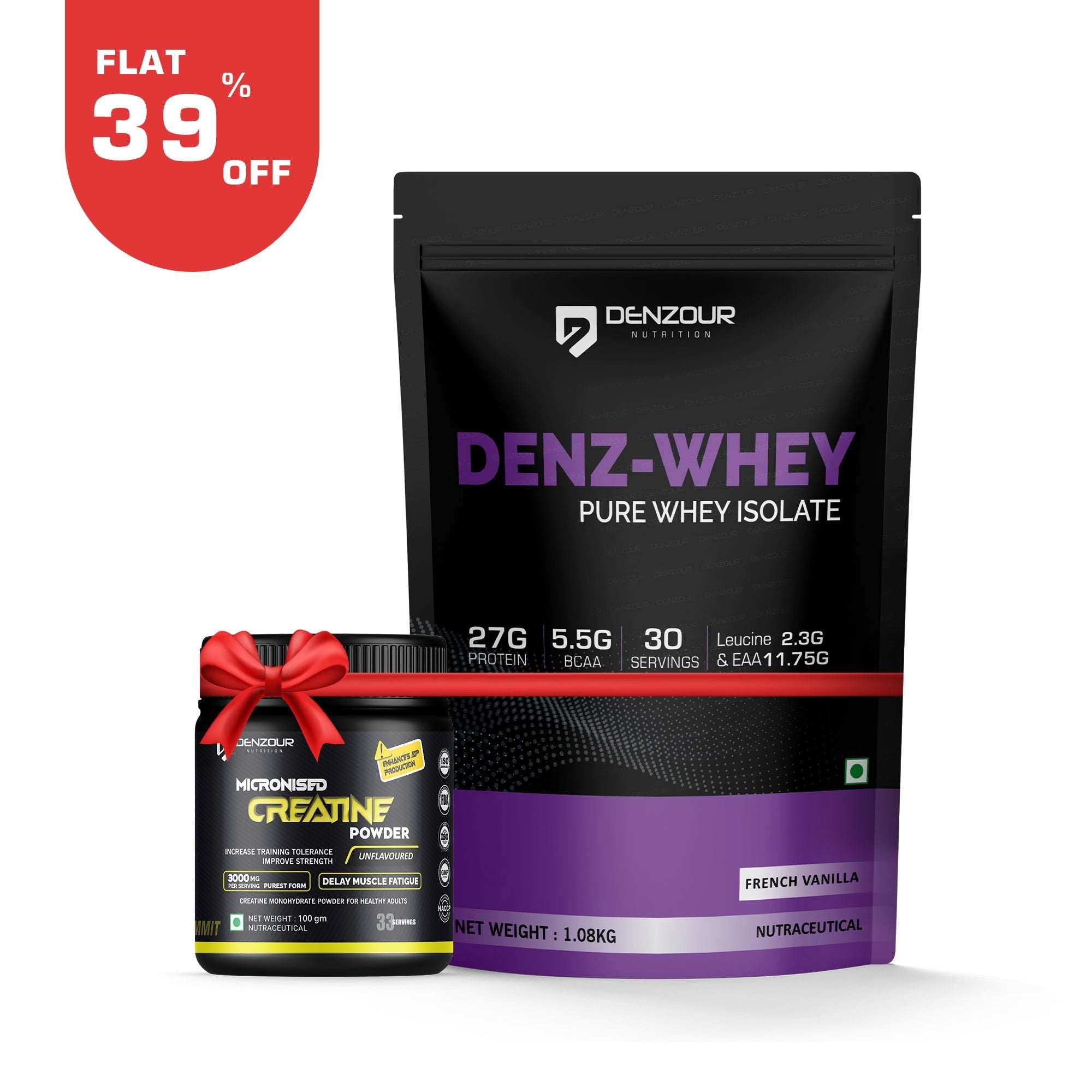 Denzour Nutrition Whey Isolate + Creatine Powder Combo